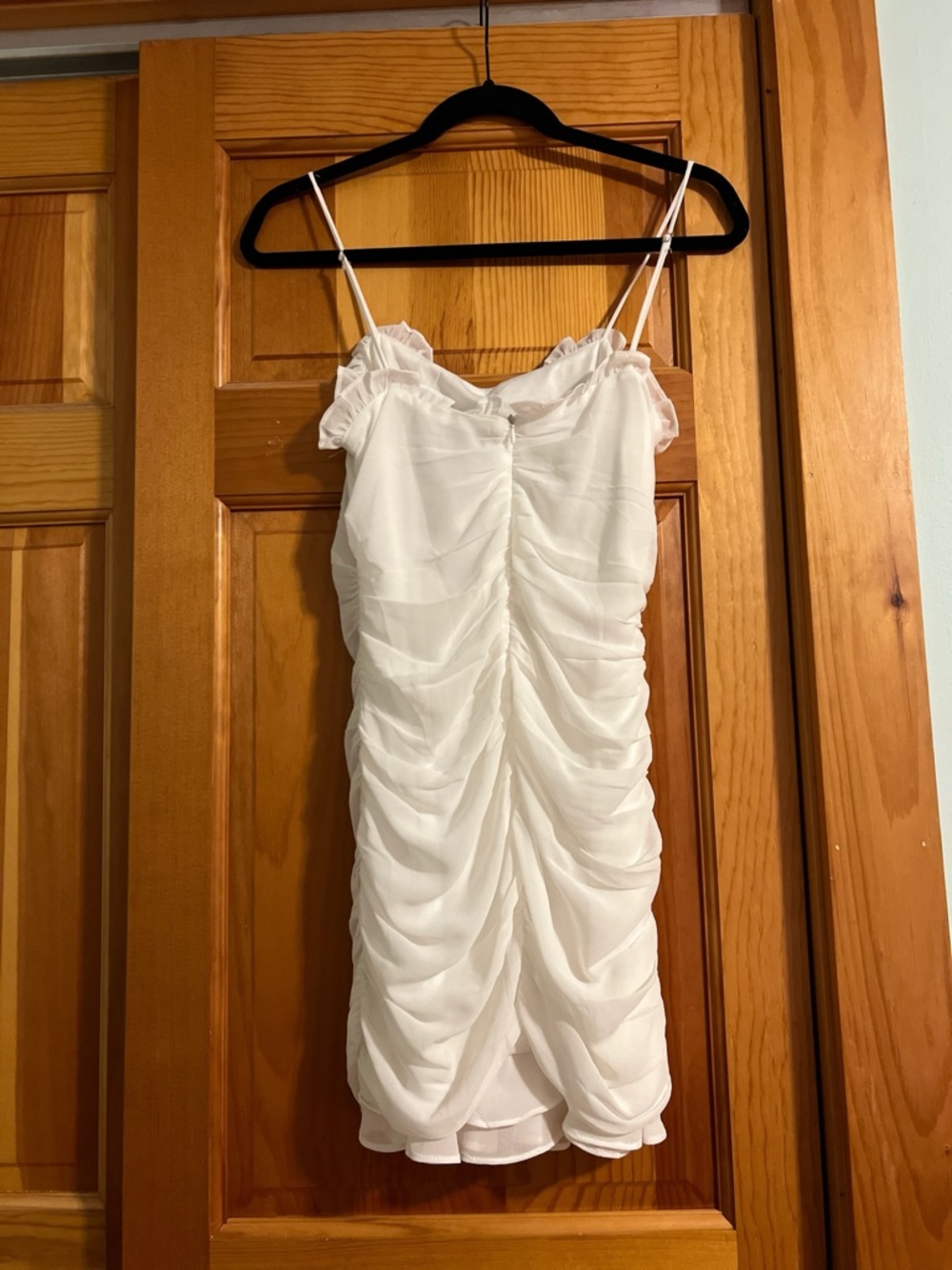 White Ruffle Hem Mini Dress - Picture 3 of 4